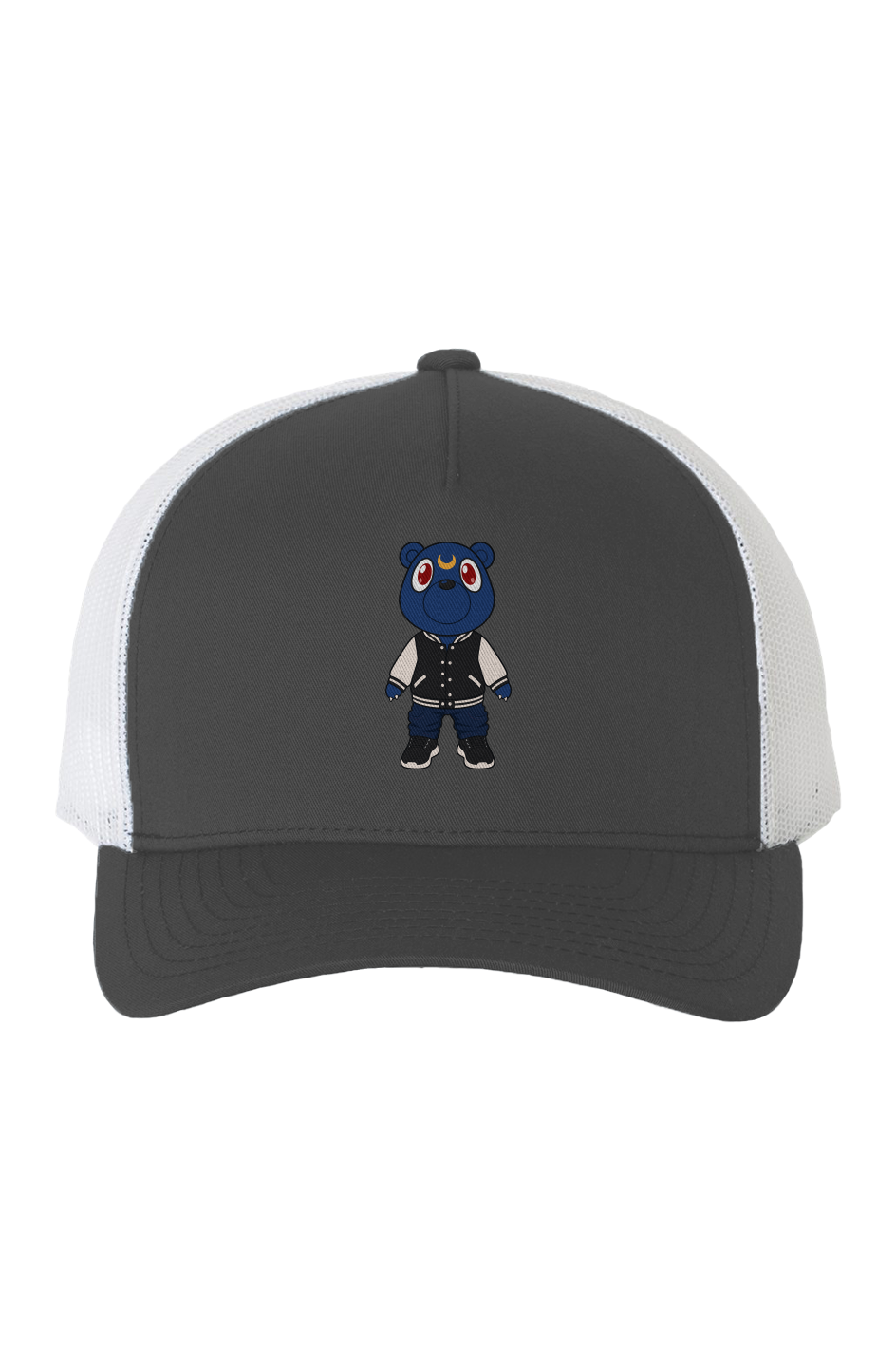 trillion bear White Mesh Five Panel Retro Trucker Cap