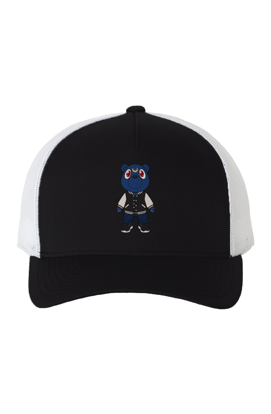 trillion bear White Mesh Five Panel Retro Trucker Cap